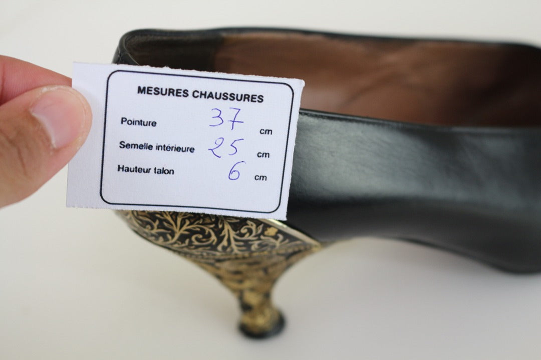 Escarpins Sergio Rossi noir et or vintage 37 12