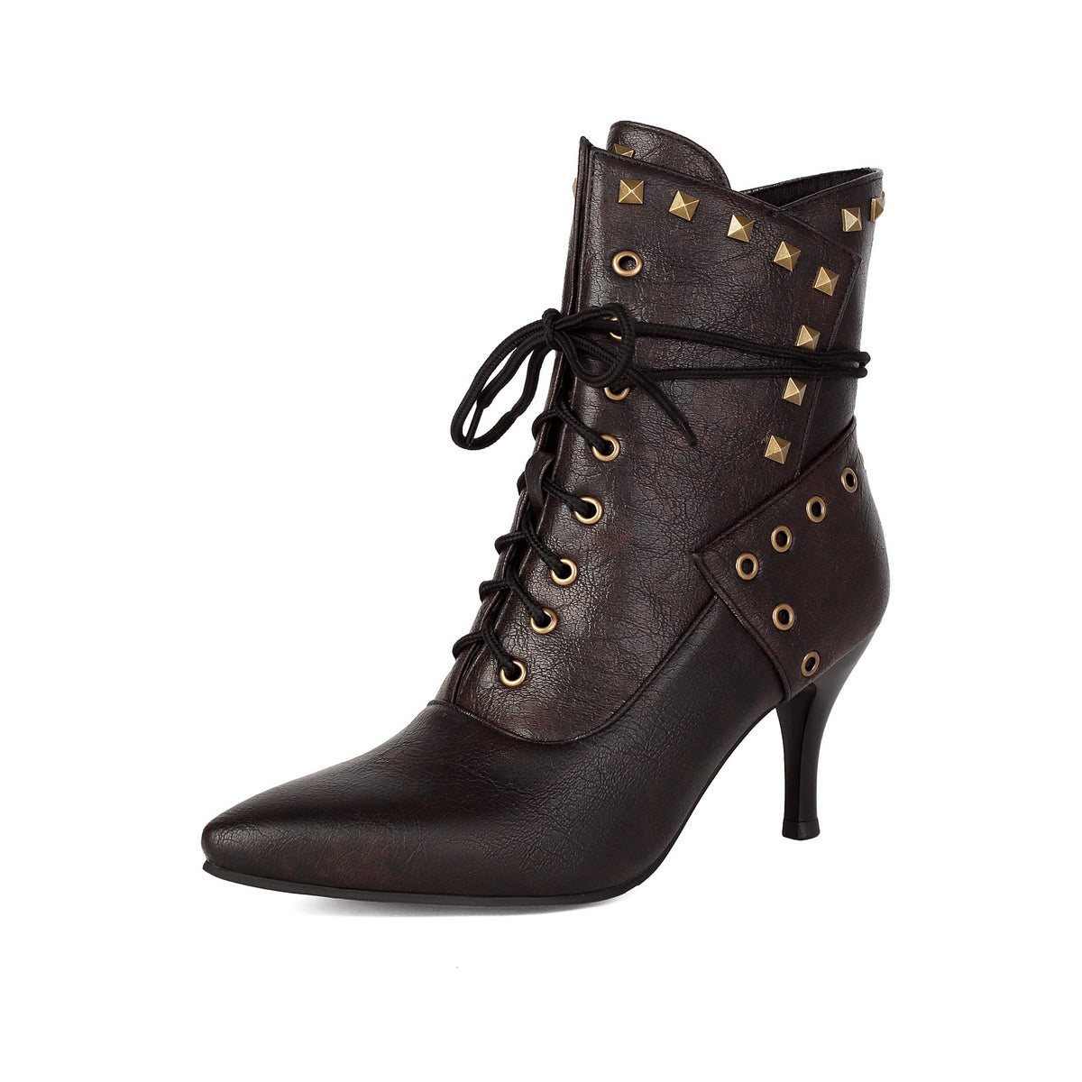 Bottines à lacets cloutées à bout pointu – photo 7 – Frippin'Dealz