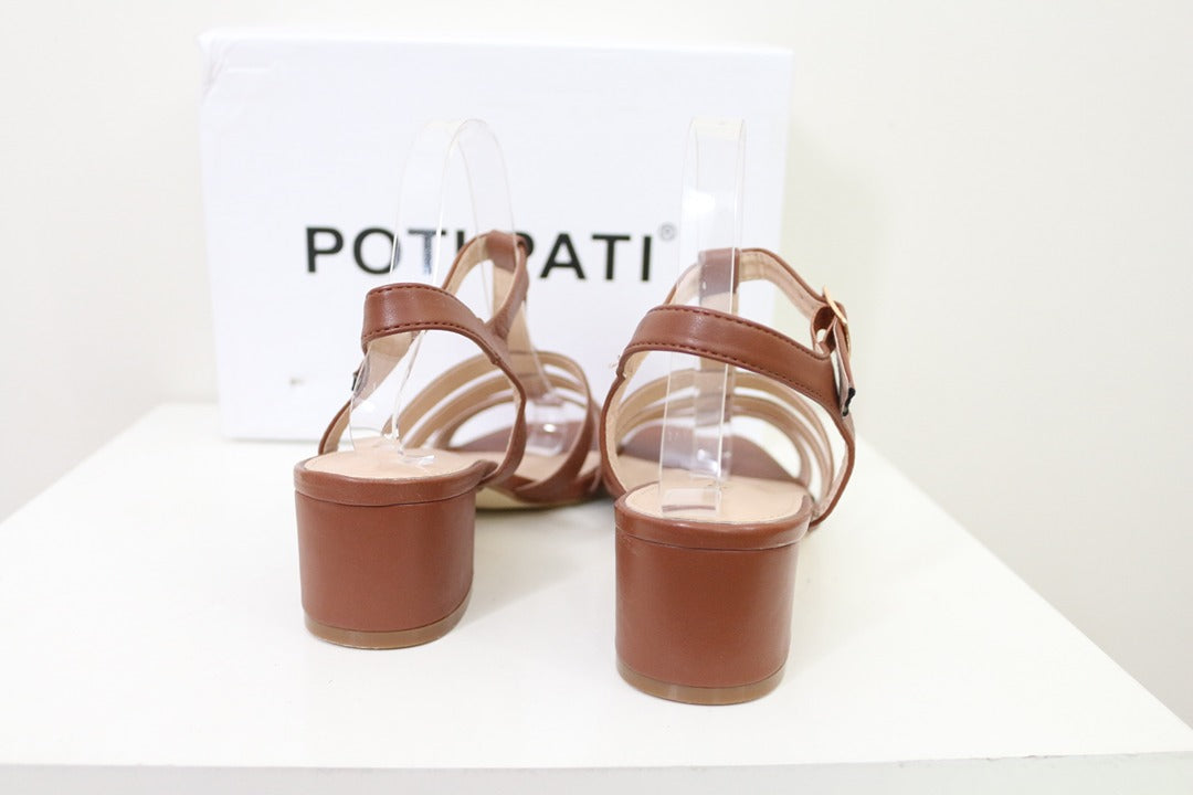Sandales Poti Pati marron talon carré brides tressées 39 Neuf 8