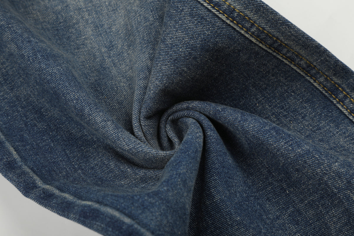 Jean large taille haute délavé effet usé pour femme, rivets et ourlets effilochés 11