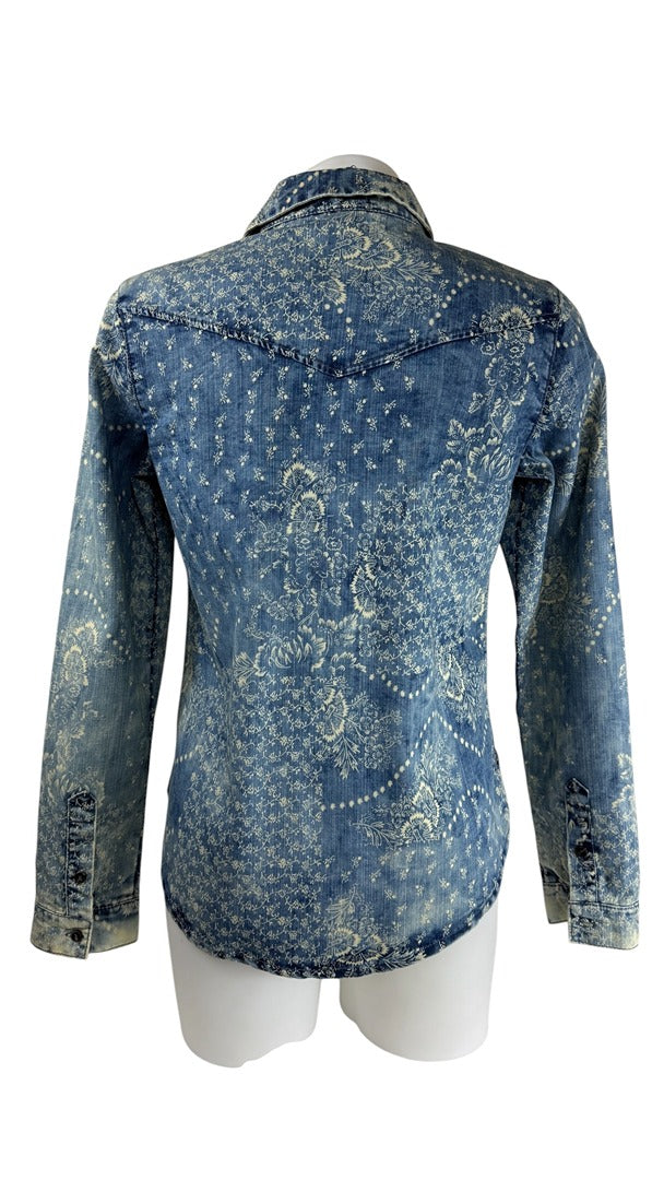 Chemise en jean imprimé floral vintage M - Neuf avec étiquette 8
