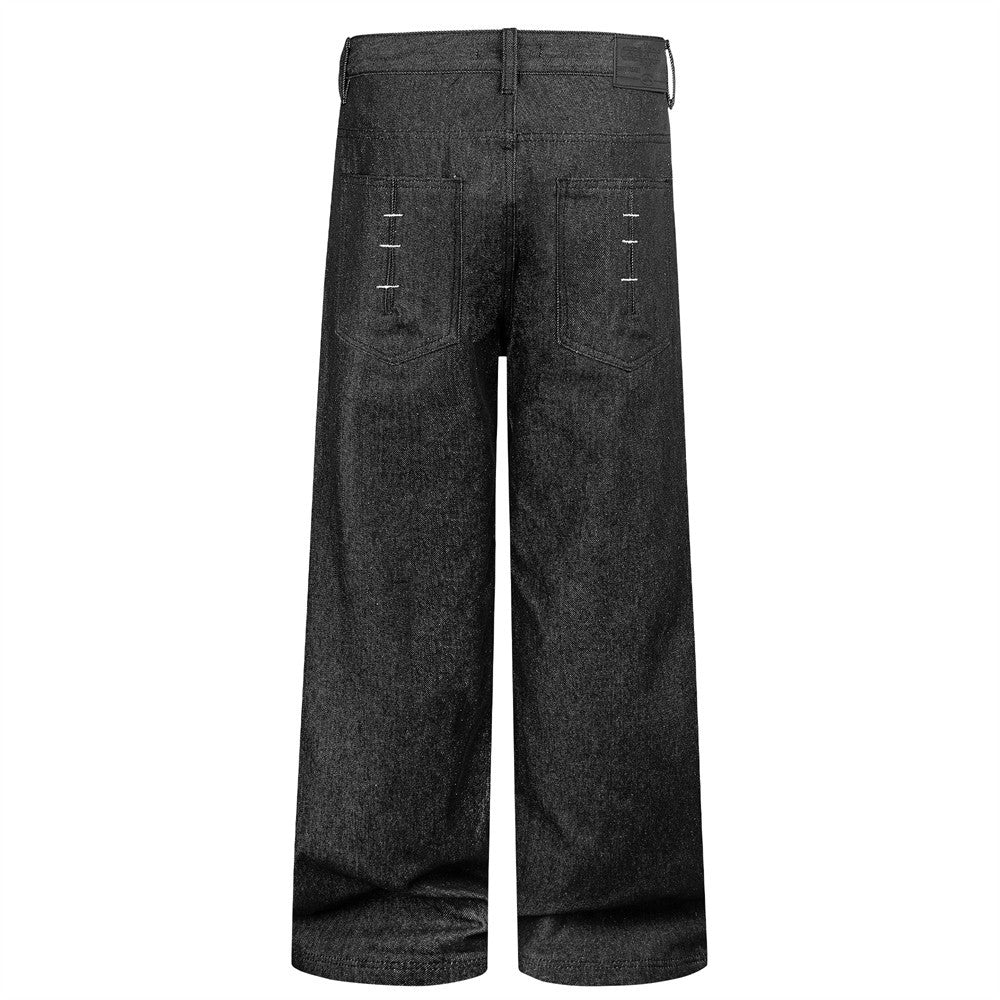 Men's Unique Design Loose Wide Leg Raw Denim Jeans
