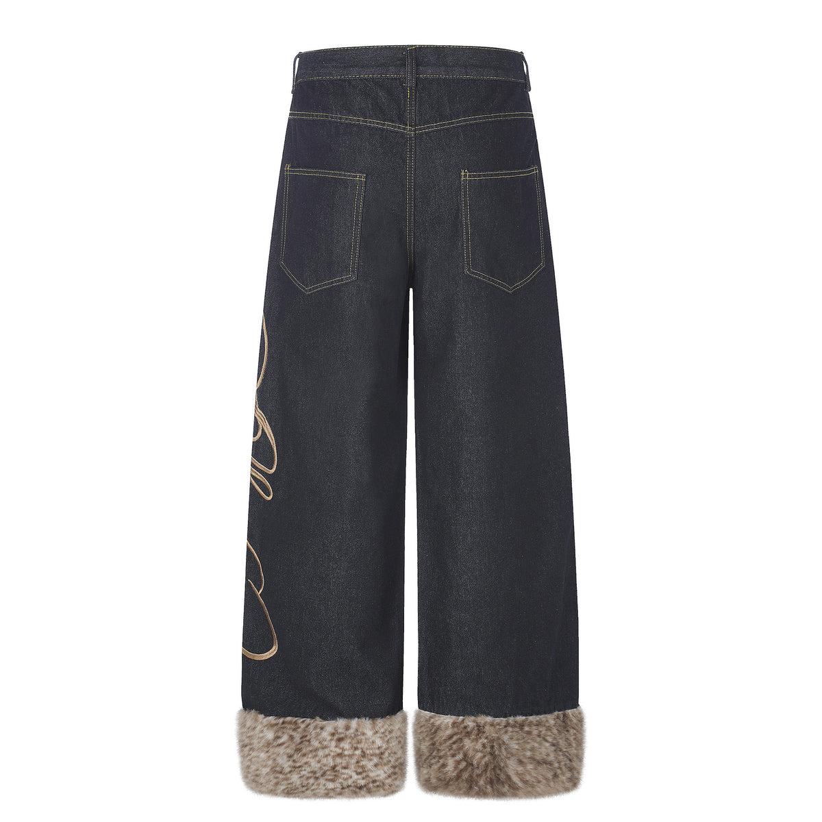 Jean large en denim brodé à ourlet brut, style street 10