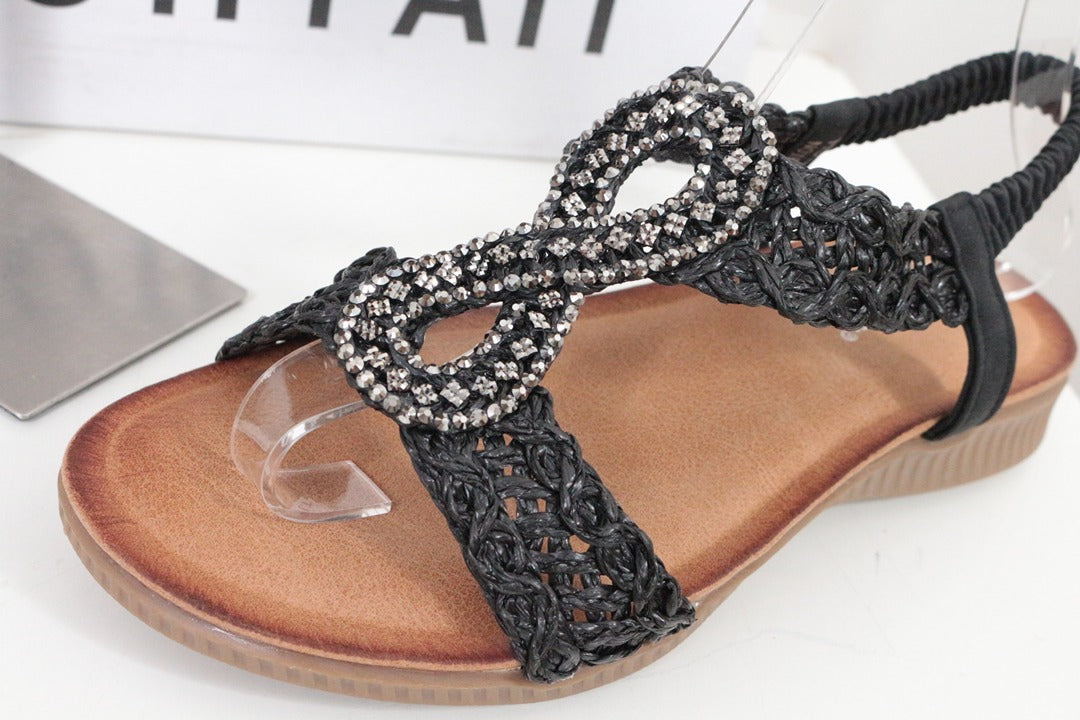 Sandales Poti Pati noires tressées strass 36 3