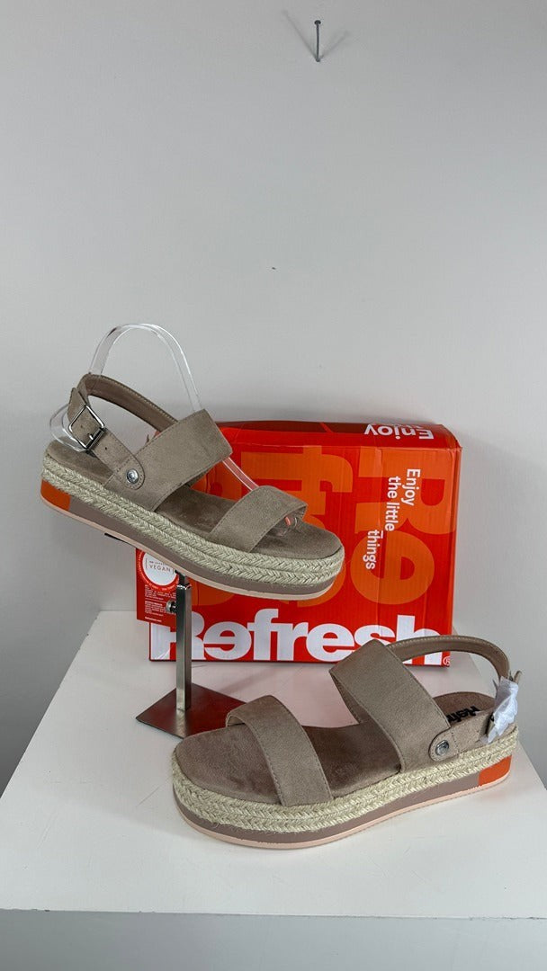 Sandales compensées Refresh aspect daim marron 39 4