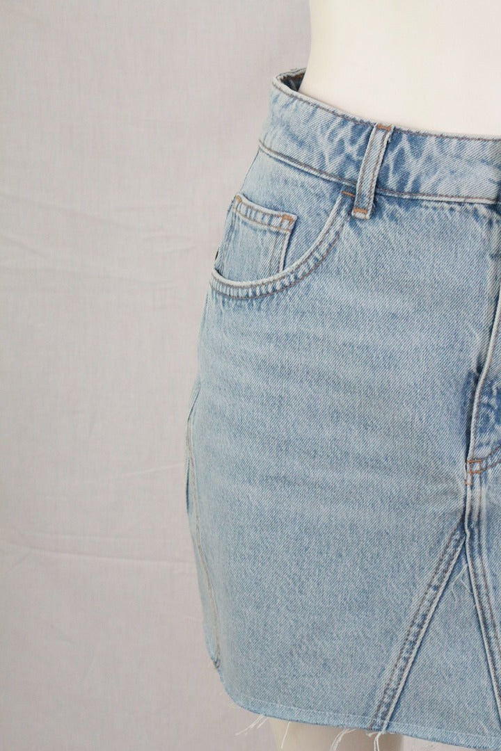Mini Jupe En Jean Sisley Bleu Clair 38 Y2k Vintage 3