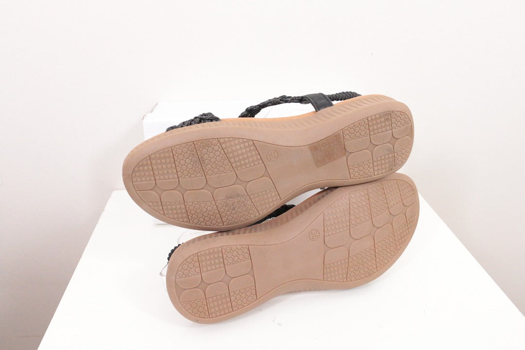 Sandales Poti Pati noires tressées strass 36 7
