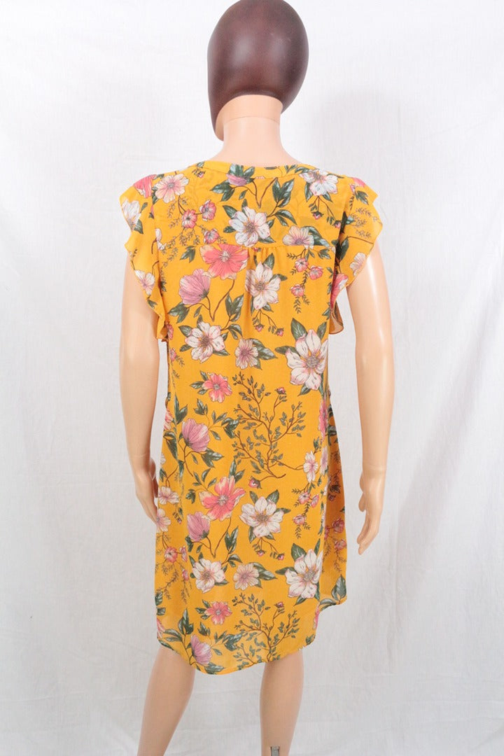 Robe courte Lola Liza jaune à fleurs T40 10