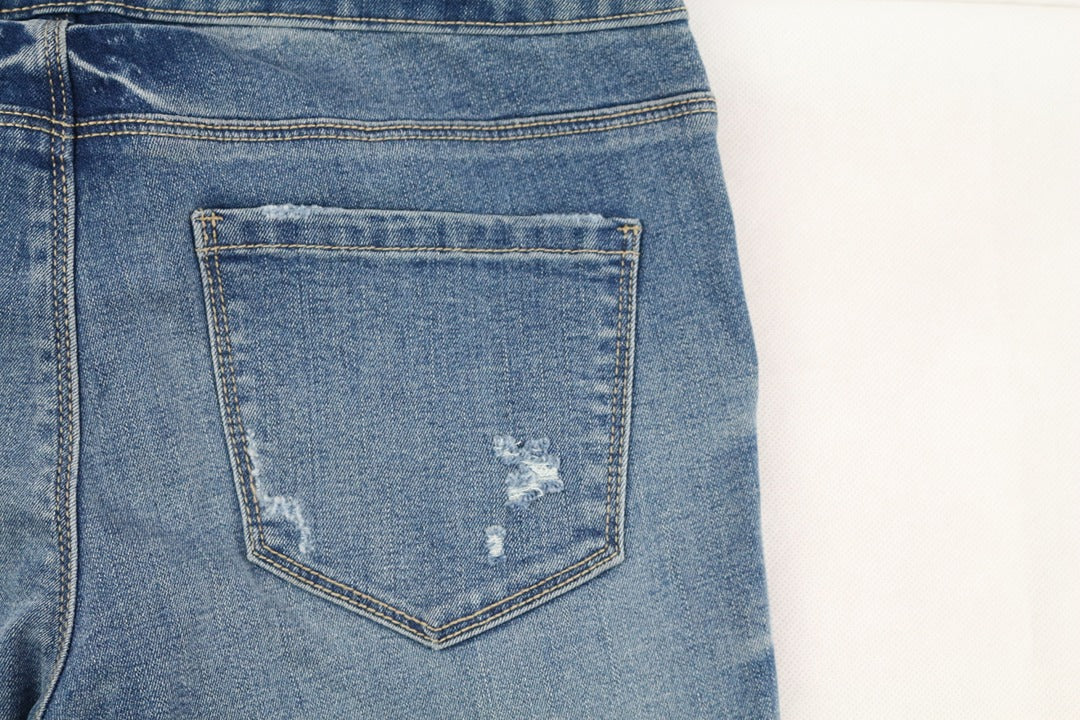 Jean flare femme bleu brodé perles lacet taille 38 archive fashion 7