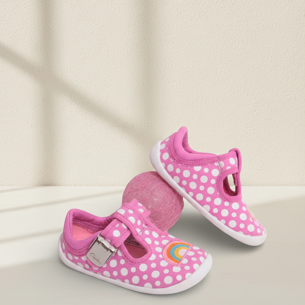 Clarks Chaussons Coton Rose, Blanc  19 Neuf