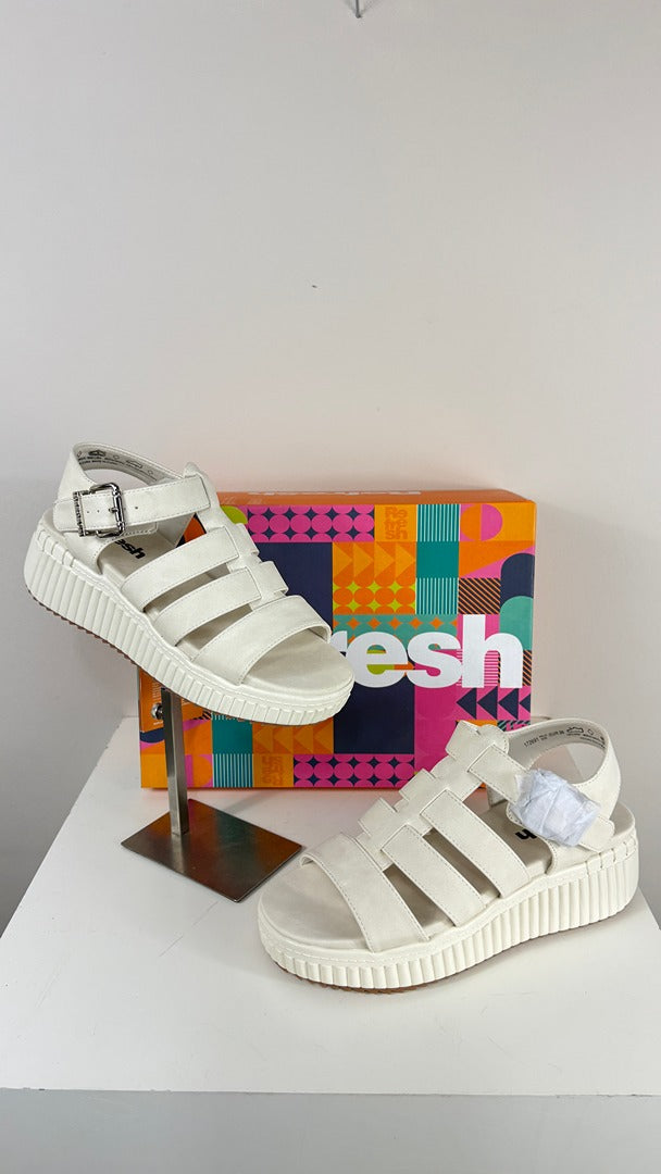 Sandales plateforme Refresh en simili cuir blanc taille 36 neuves 2