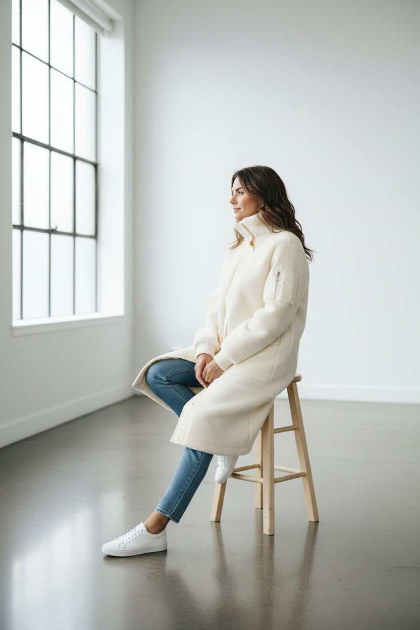 Marc O Polo Manteau Teddy Polyester Crème   Neuf