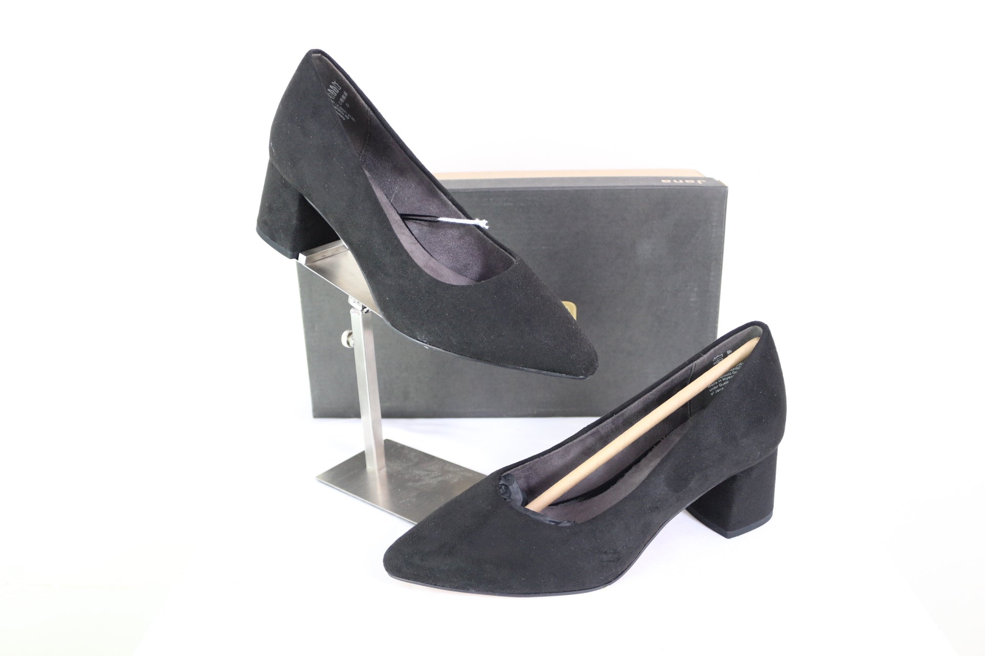 Jana – Escarpins Femme – Noir – Talon Bloc – Comfort Fit – Neufs avec Boîte