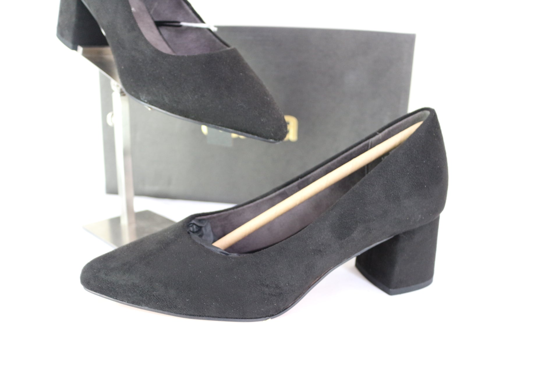 Jana – Escarpins Femme – Noir – Talon Bloc – Comfort Fit – Neufs avec Boîte