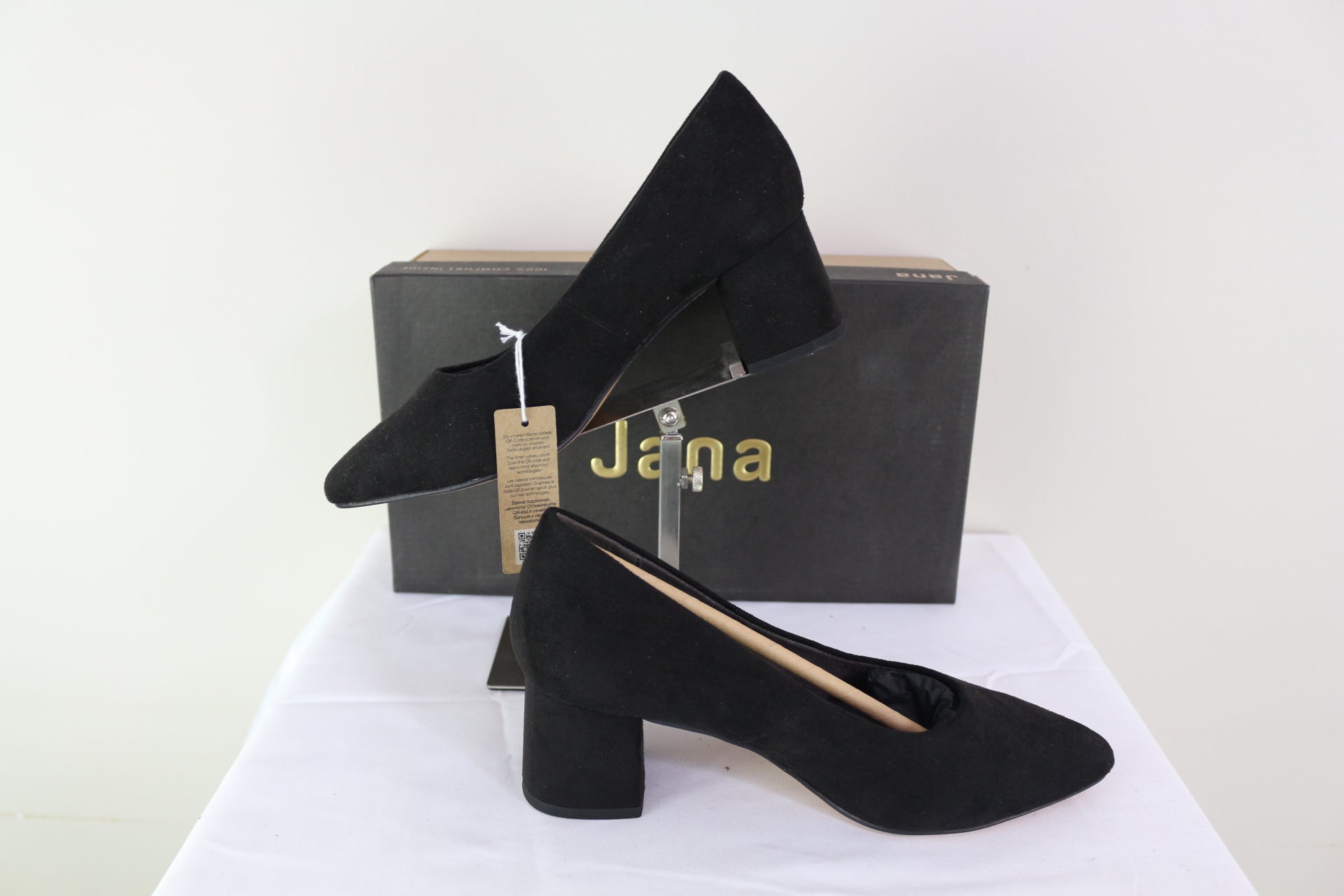 Jana – Escarpins Femme – Noir – Talon Bloc – Comfort Fit – Neufs avec Boîte 4