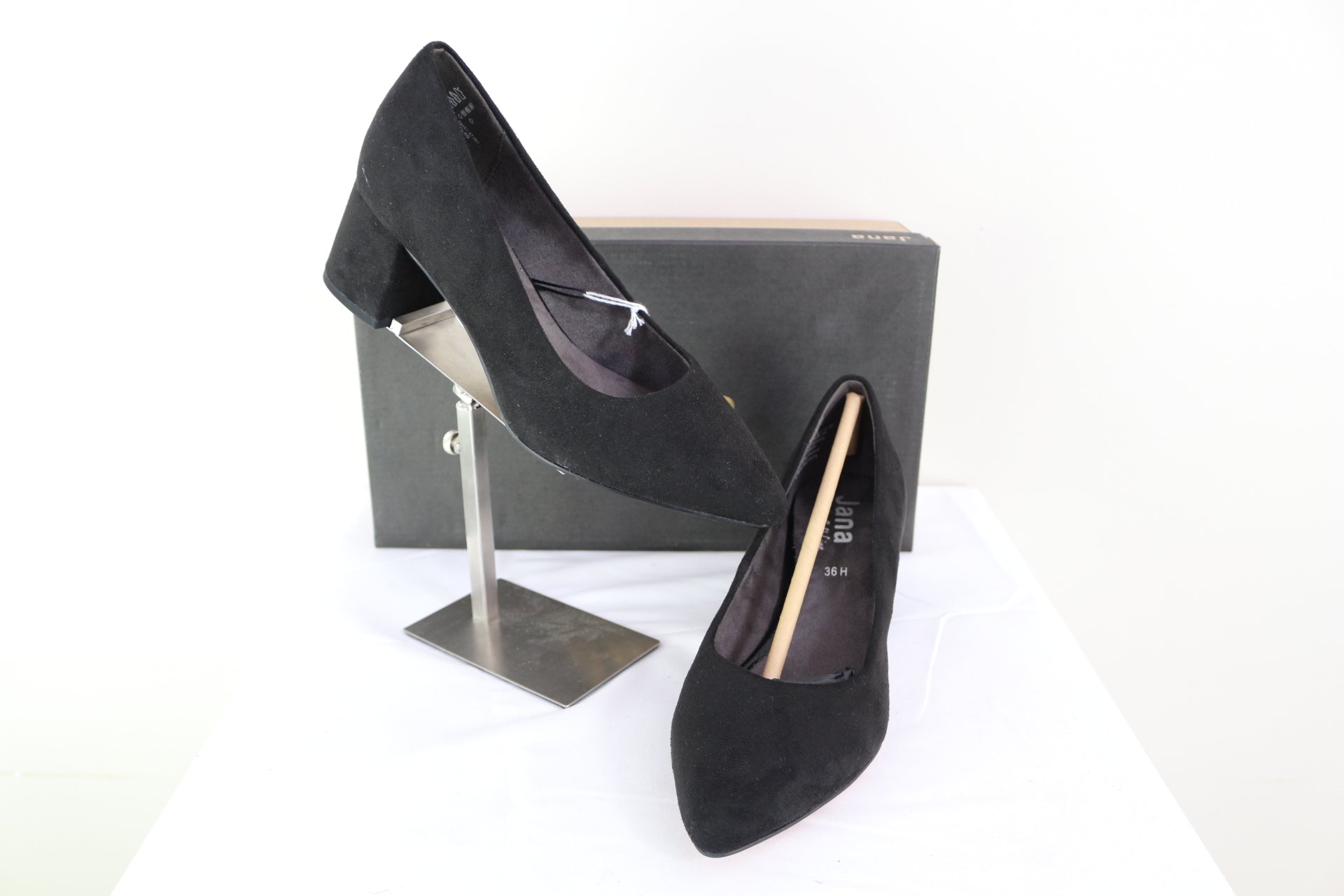 Jana – Escarpins Femme – Noir – Talon Bloc – Comfort Fit – Neufs avec Boîte 5