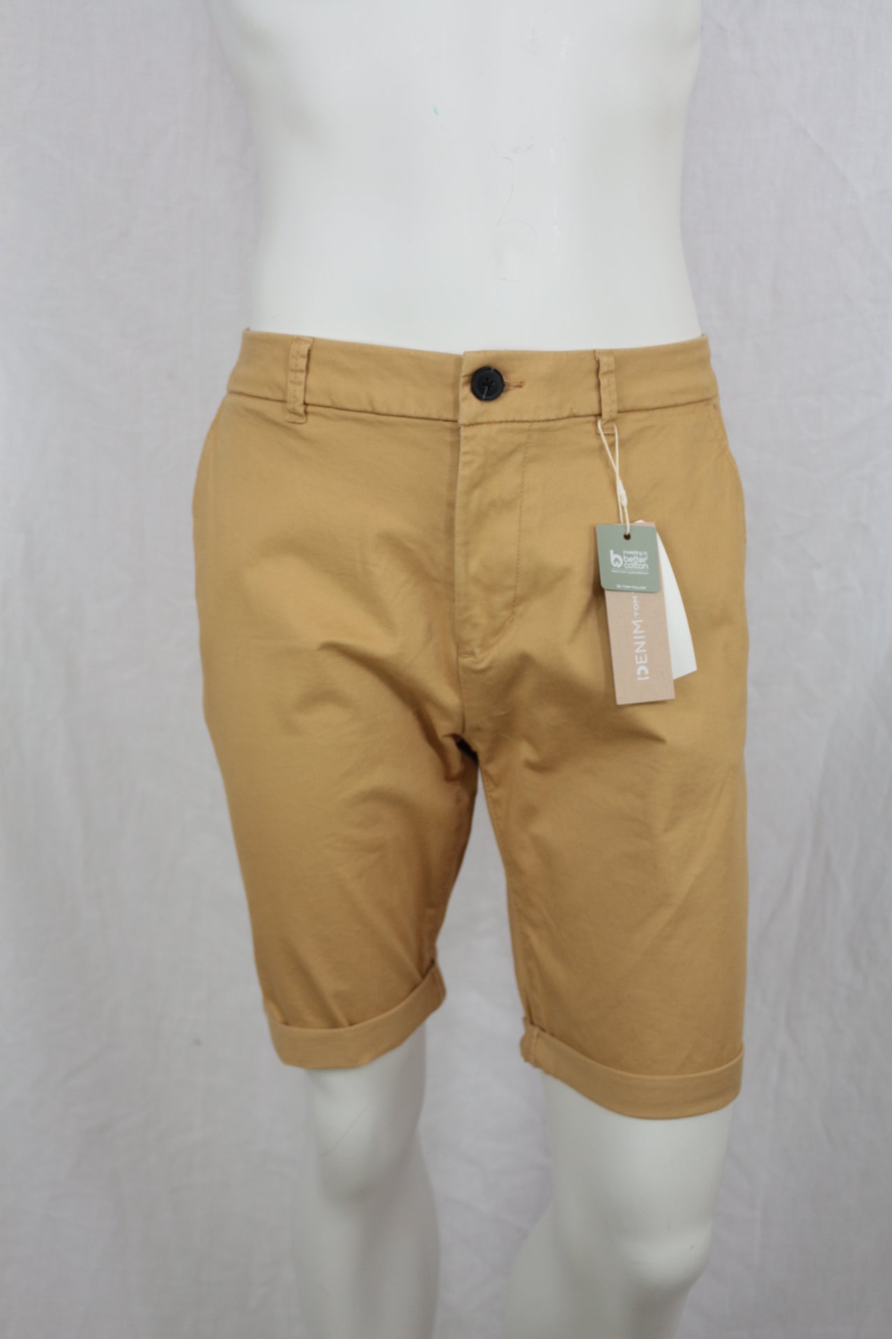 Tom Tailor Denim Short Chino Slim Homme Beige Sable 98% Coton Neuf avec Étiquette