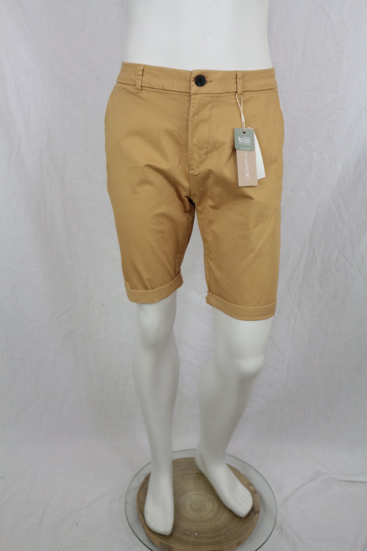 Tom Tailor Denim Short Chino Slim Homme Beige Sable 98% Coton Neuf avec Étiquette