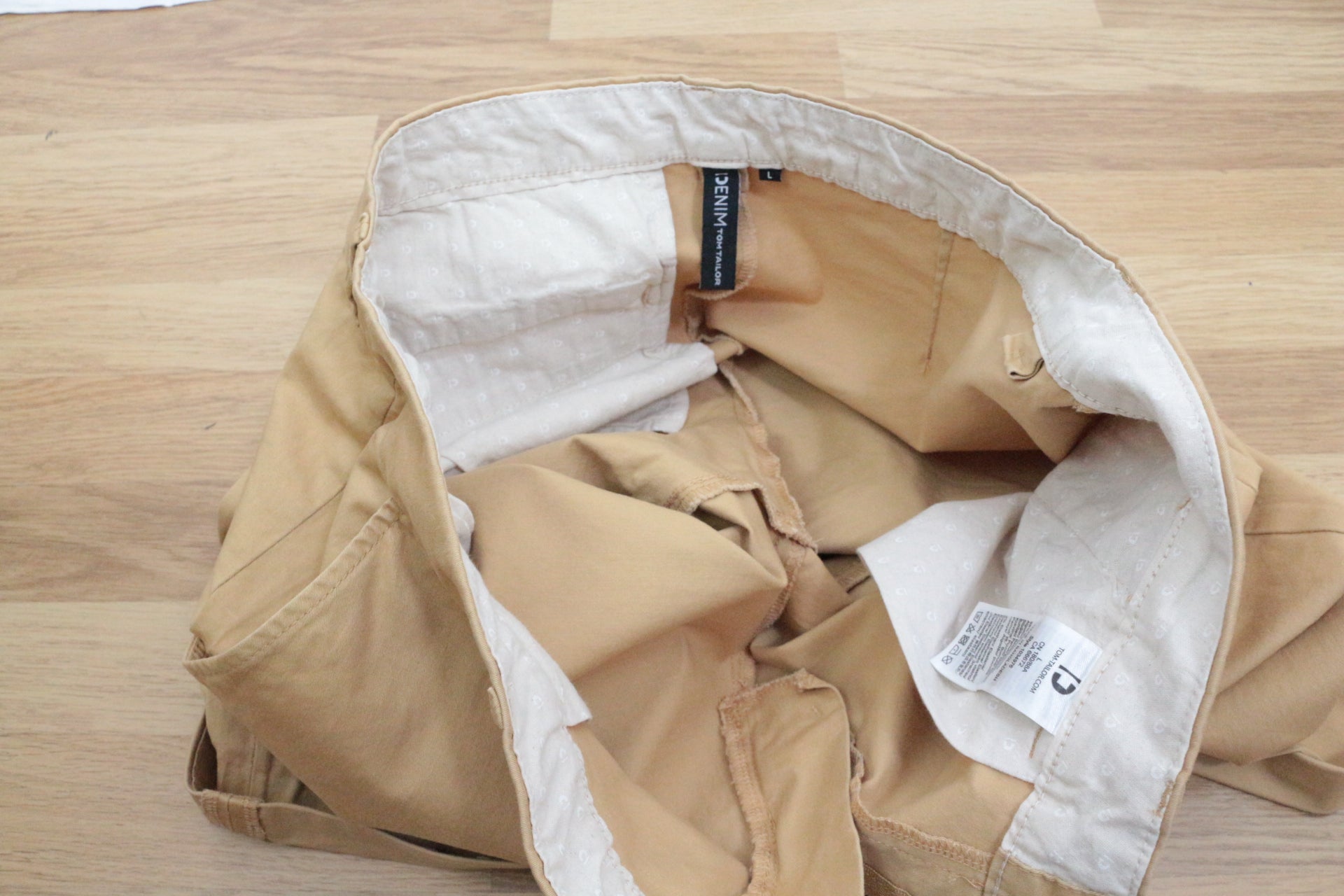 Tom Tailor Denim Short Chino Slim Homme Beige Sable 98% Coton Neuf avec Étiquette 10
