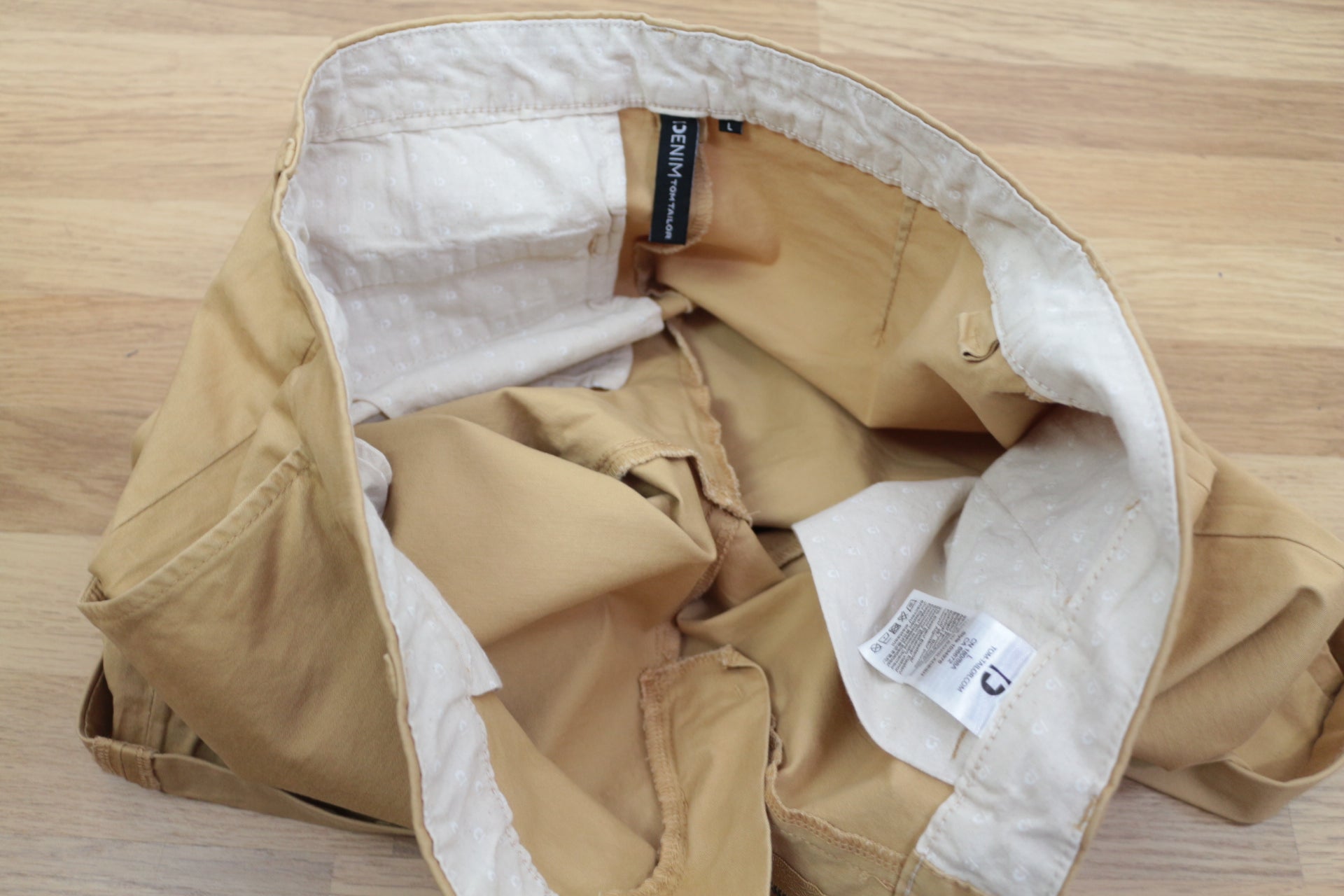 Tom Tailor Denim Short Chino Slim Homme Beige Sable 98% Coton Neuf avec Étiquette 9