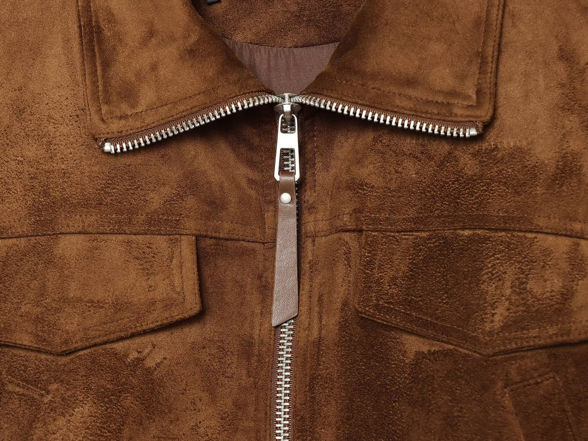 Veste courte effet daim marron femme – photo 7 – Frippin'Dealz
