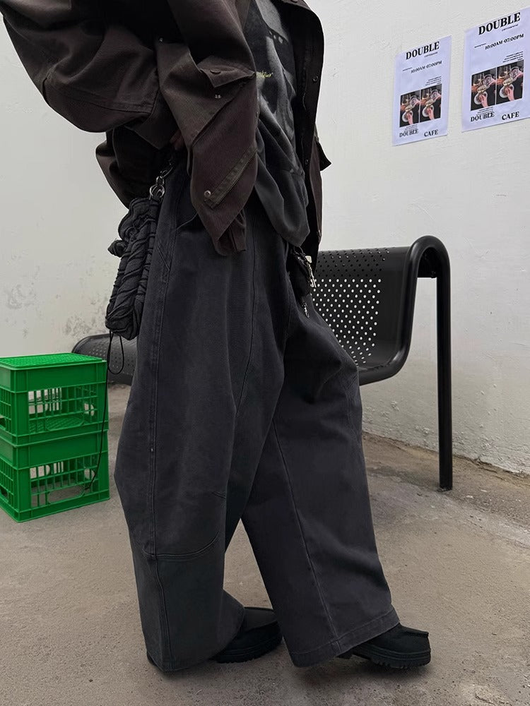 Jean droit large rétro pour homme, pantalon déstructuré à jambes larges 7