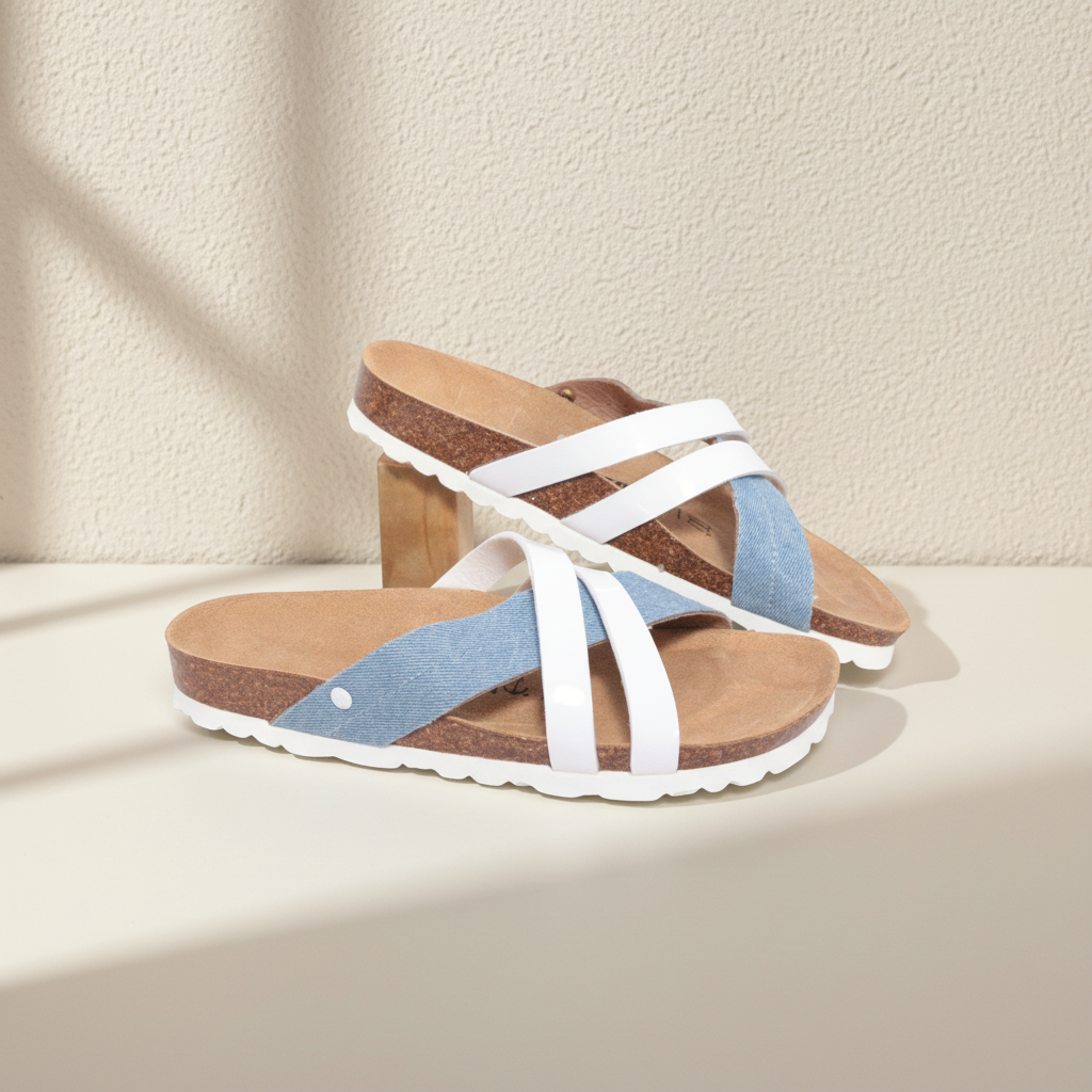 Bayton Sandales Cuir synthétique, Denim Bleu, Blanc  40 Neuf