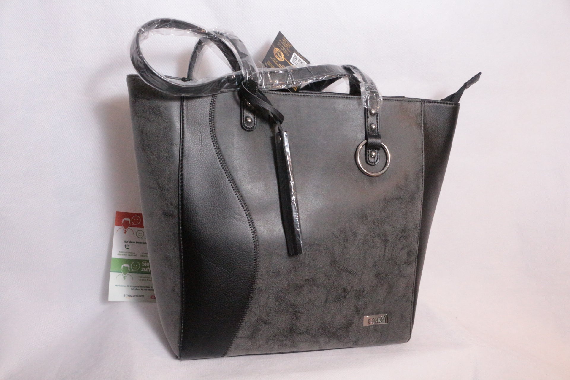 LCP Kids Sac à Bandoulière Cuir Noir, Gris   Neuf 7