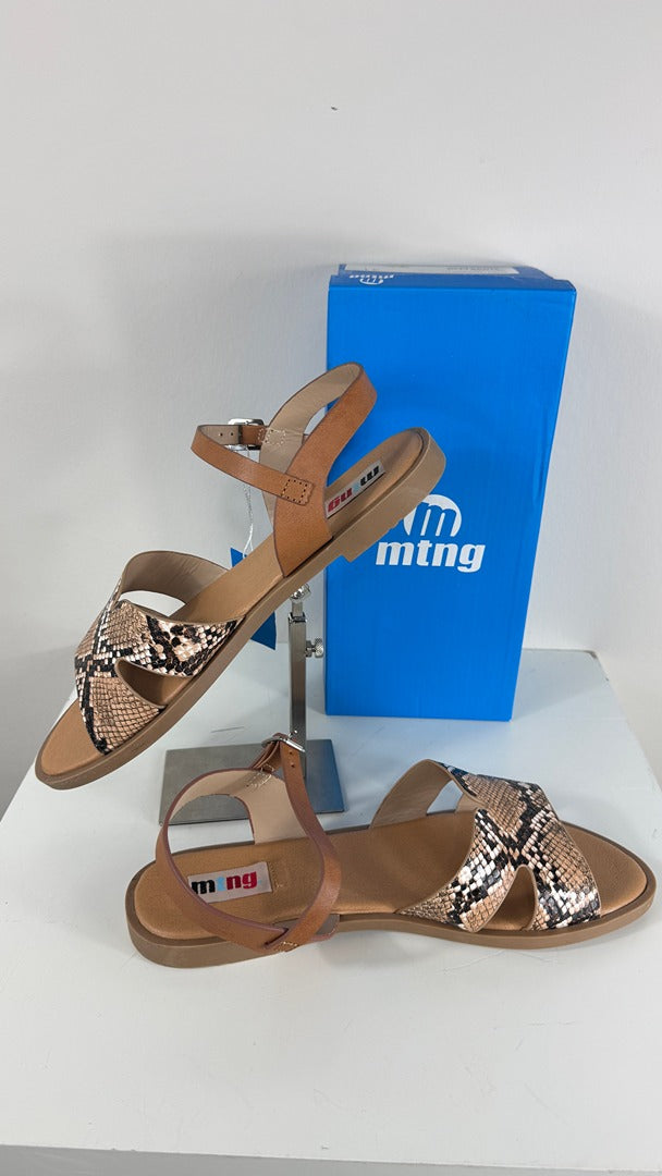 Sandales plates femme mtng effet serpent marron taille 40 6