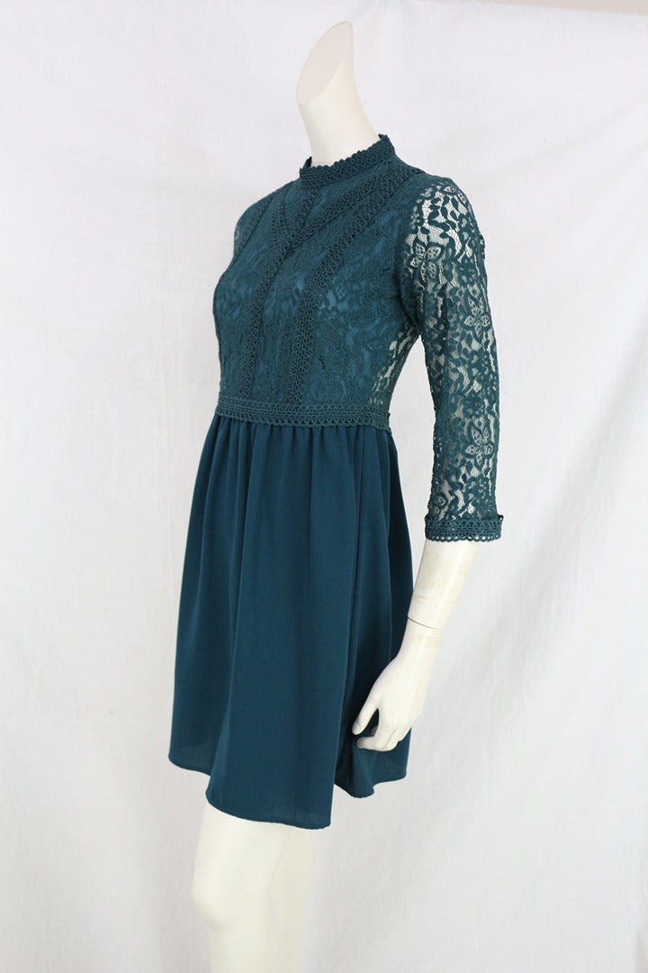 Robe dentelle Molly Bracken vert S chic soirée 8