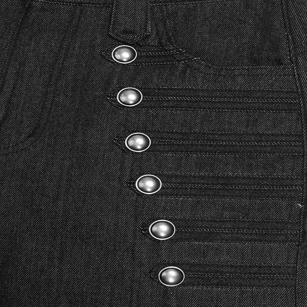 Pantalon droit ample en denim brut vintage pour homme, boutonnage croisé 4