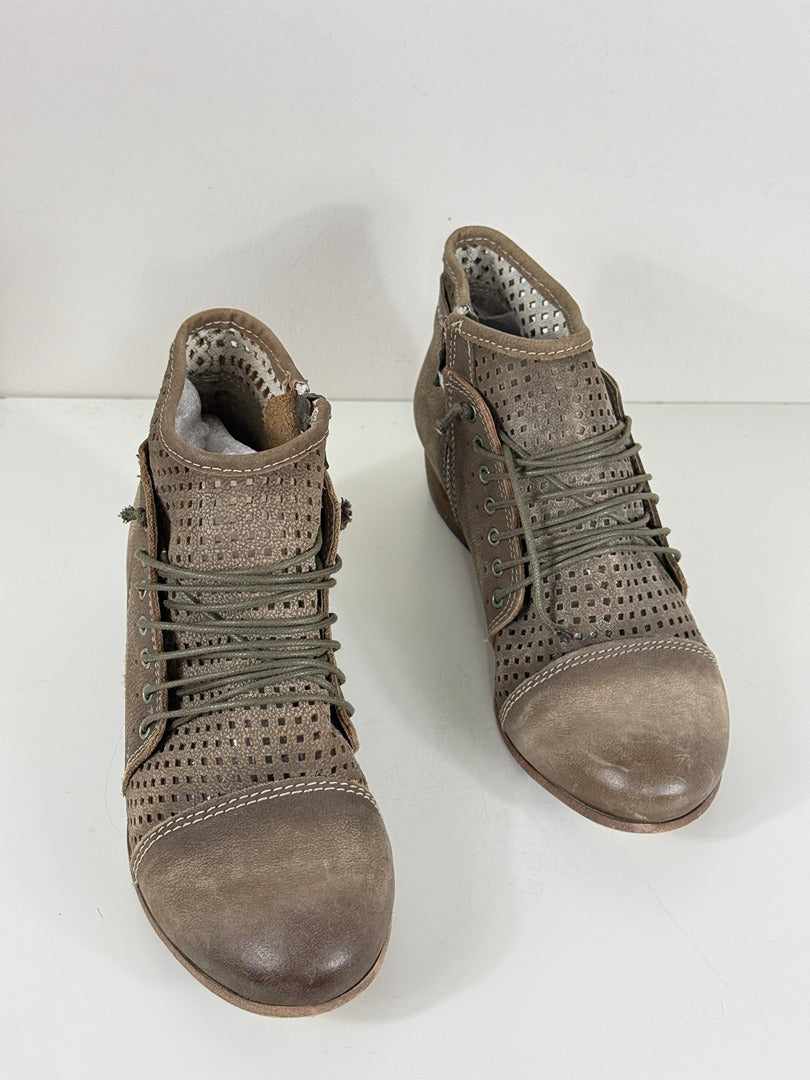 Boots Eva Gatti cuir taupe ajouré boho chic 38 7