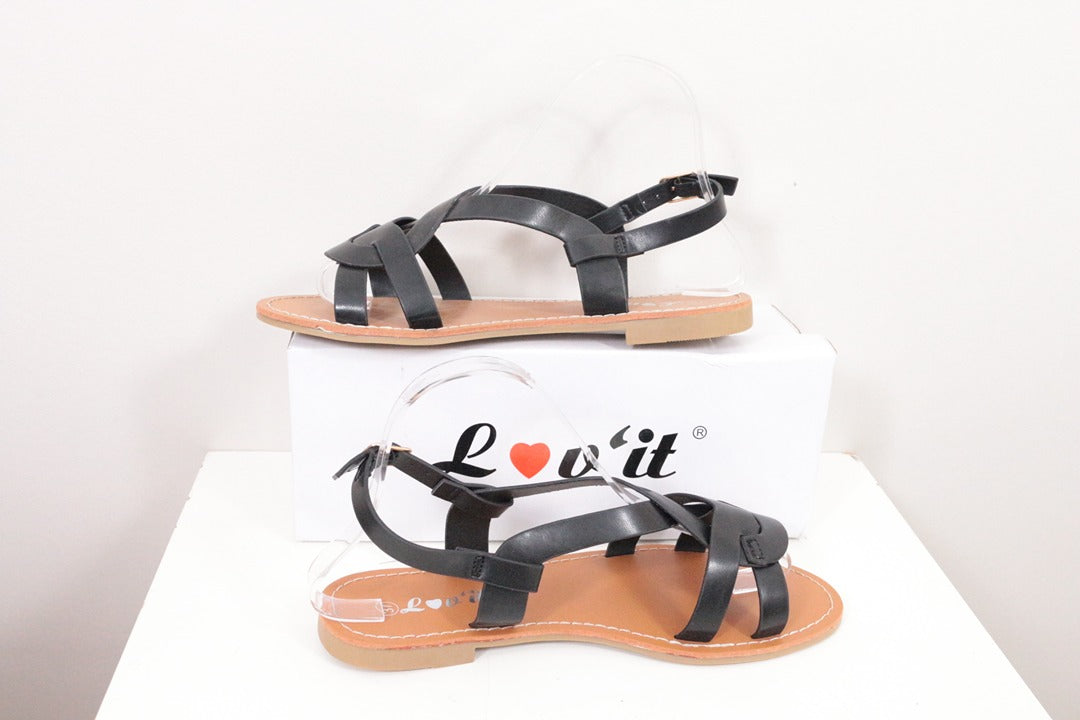 Sandales plates Lov'it simili cuir noir 38 4