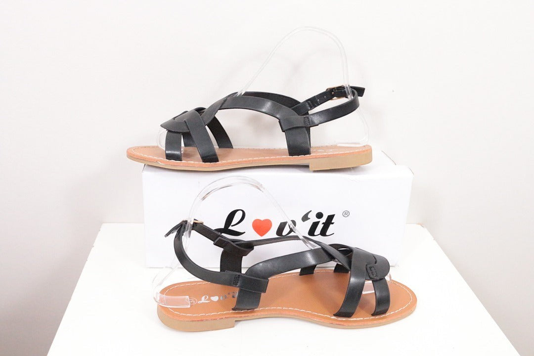 Sandales plates Lov'it simili cuir noir 38 | Frippin'Dealz – photo 5