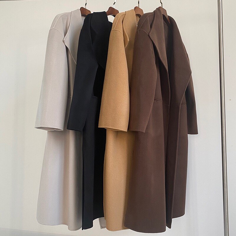Manteau long laine cachemire col à revers femme – photo 18 – Frippin'Dealz