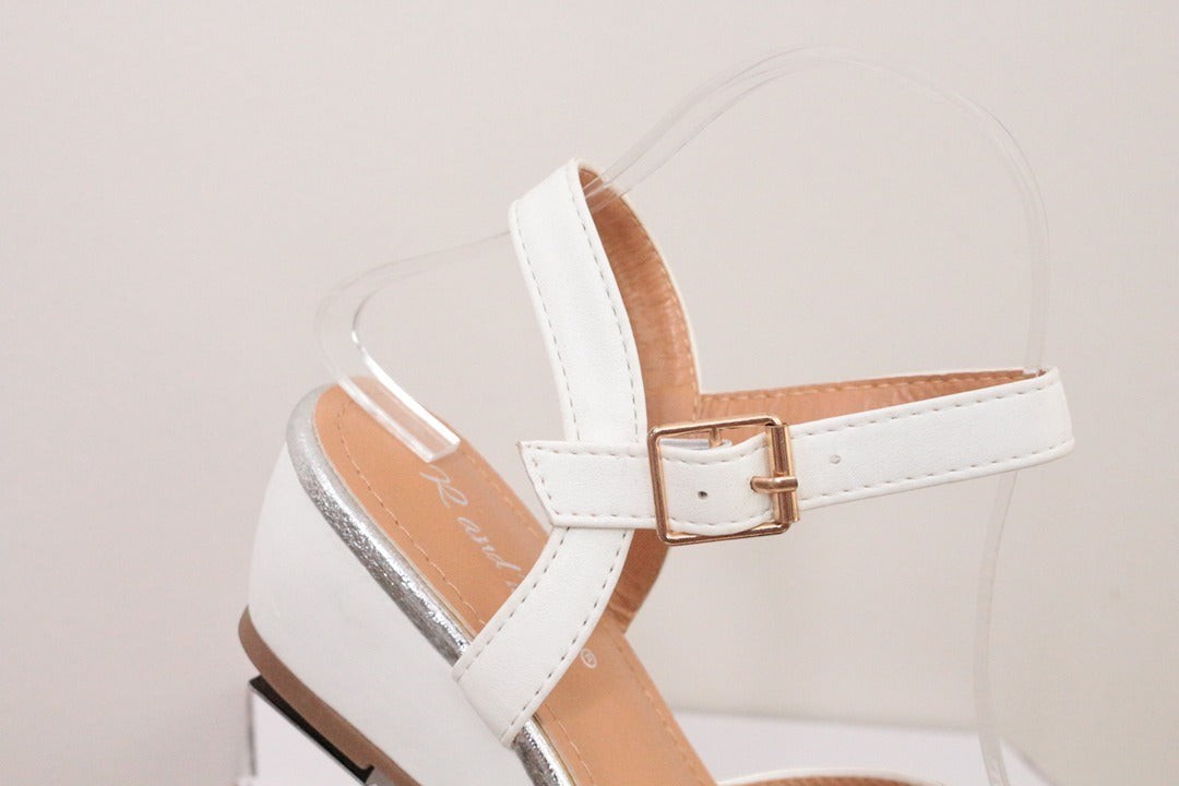 Sandales compensées R and Be blanches et argentées taille 37 | Frippin'Dealz – photo 4