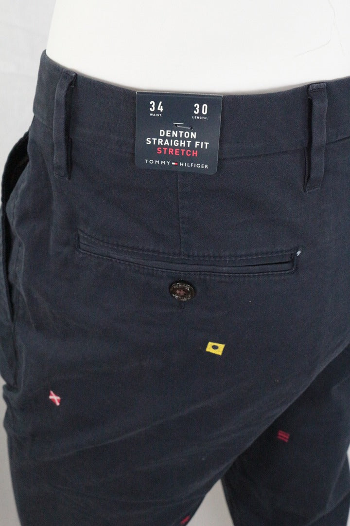 Chino Tommy Hilfiger bleu marine brodé Denton Fit 34 30 - Neuf avec étiquette 8