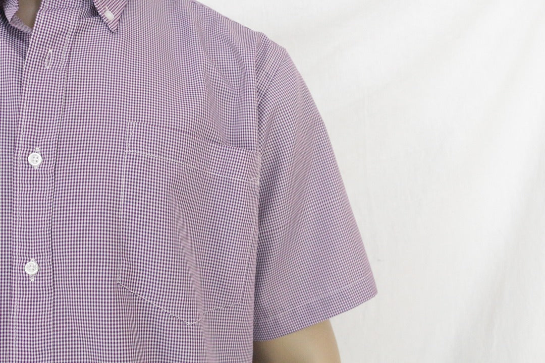 Chemise manches courtes Qijin coton violet carreaux Xl 3