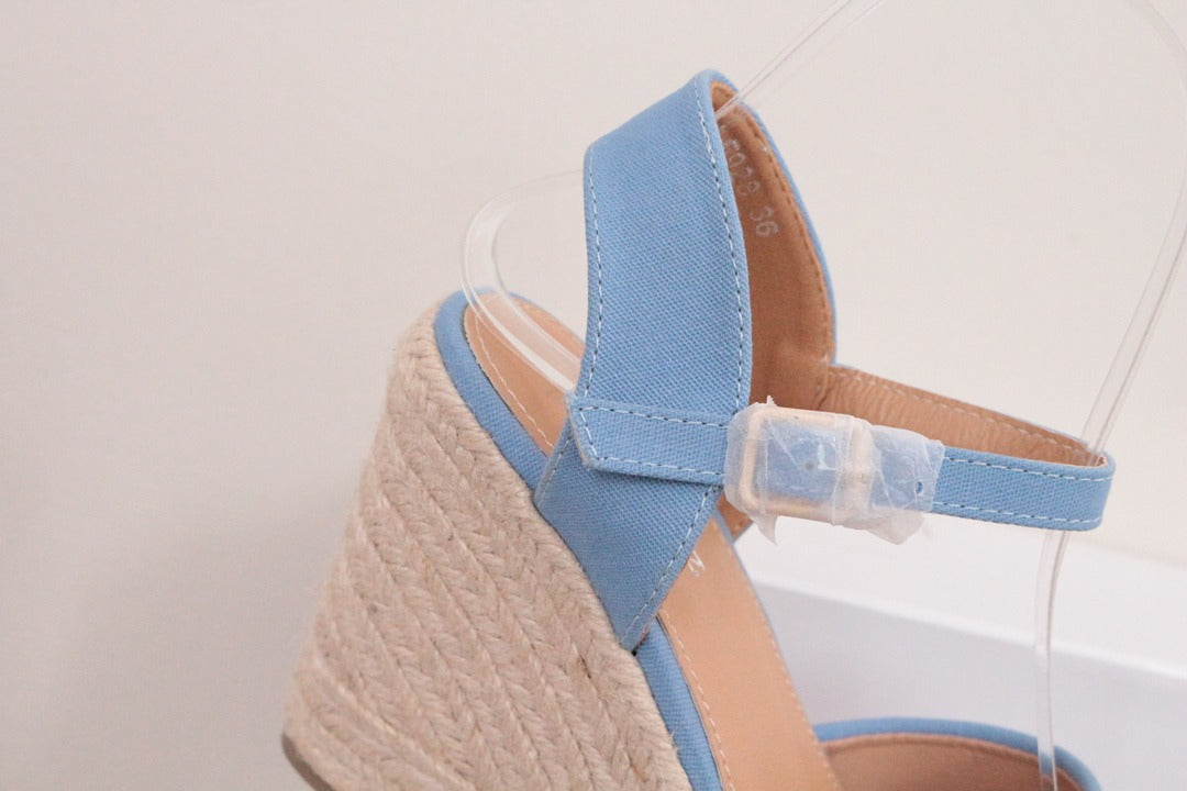 Marquiiz Sandales compensées espadrilles bleu ciel 36 neuves 2