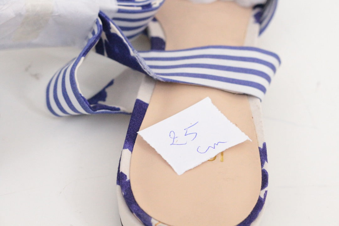Sandales plates Cabi en coton à rayures bleu et blanc taille 39 10