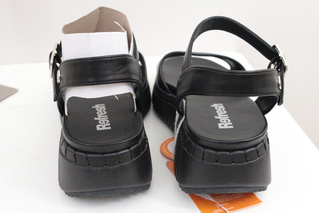 Sandales compensées Refresh simili cuir noir taille 36 5