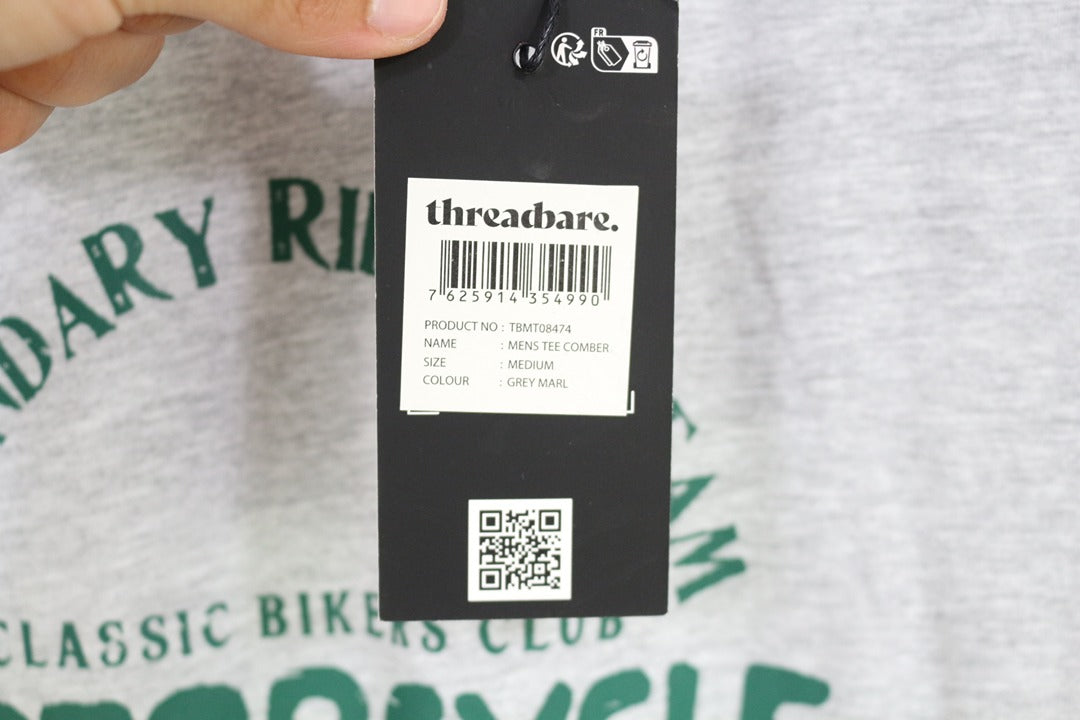 T-shirt Threadbare gris chiné imprimé moto homme M 5