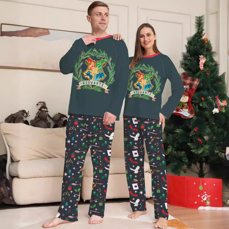Pyjama de Noël assorti famille, col rond, imprimé dessins animés et carreaux, adultes, enfants, bébés et chiens 4