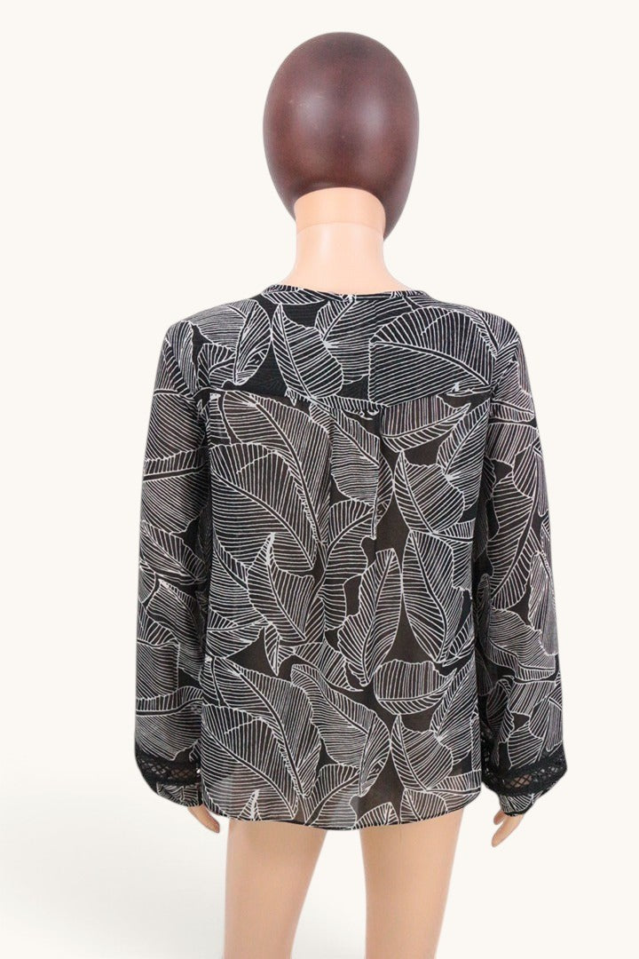 Blouse Esperance polyester noir et blanc feuilles taille M | Frippin'Dealz – photo 6