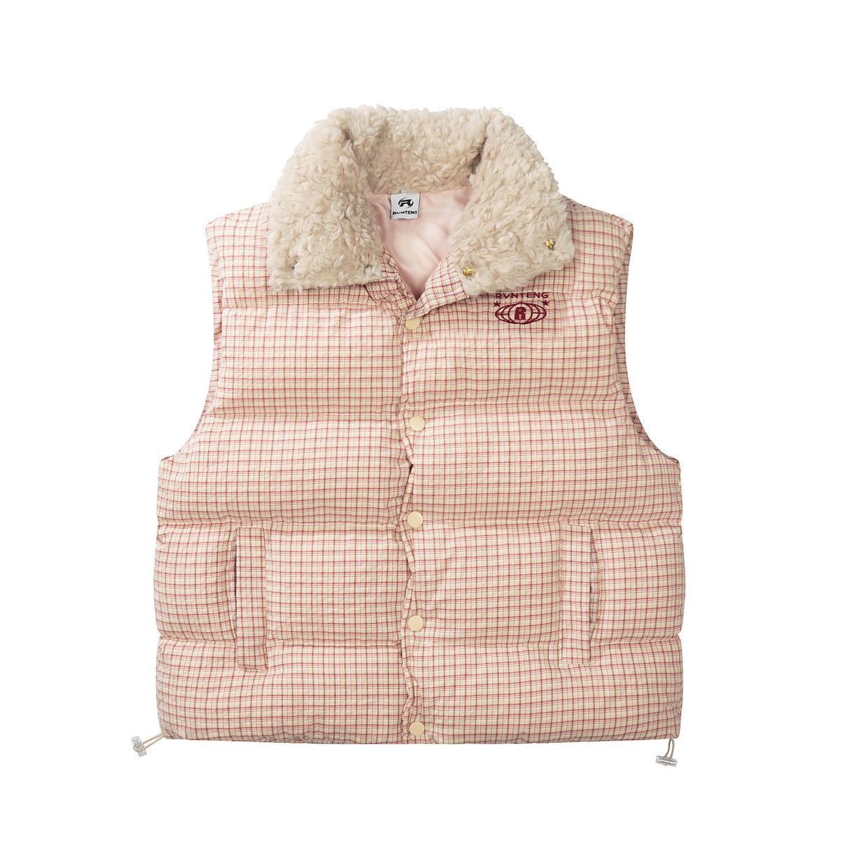 Women's Solid Color Pleated Fur Collar Zipper Open Front Sleeveless Warm Cotton Coat