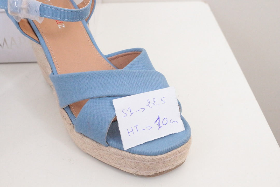 Marquiiz Sandales compensées espadrilles bleu ciel 36 neuves 9