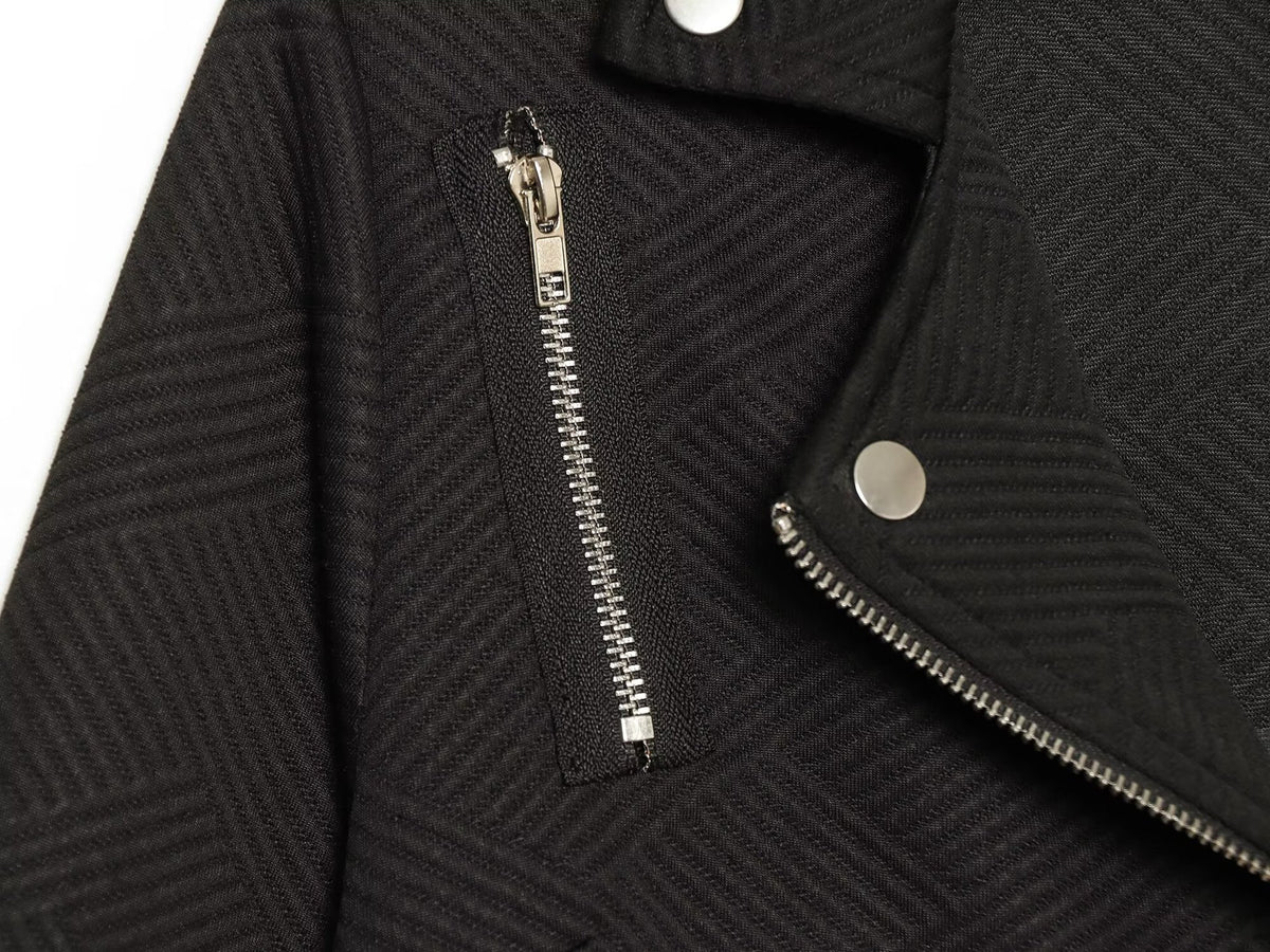 Veste cintrée col à revers zip oblique boutons femme noire – photo 10 – Frippin'Dealz