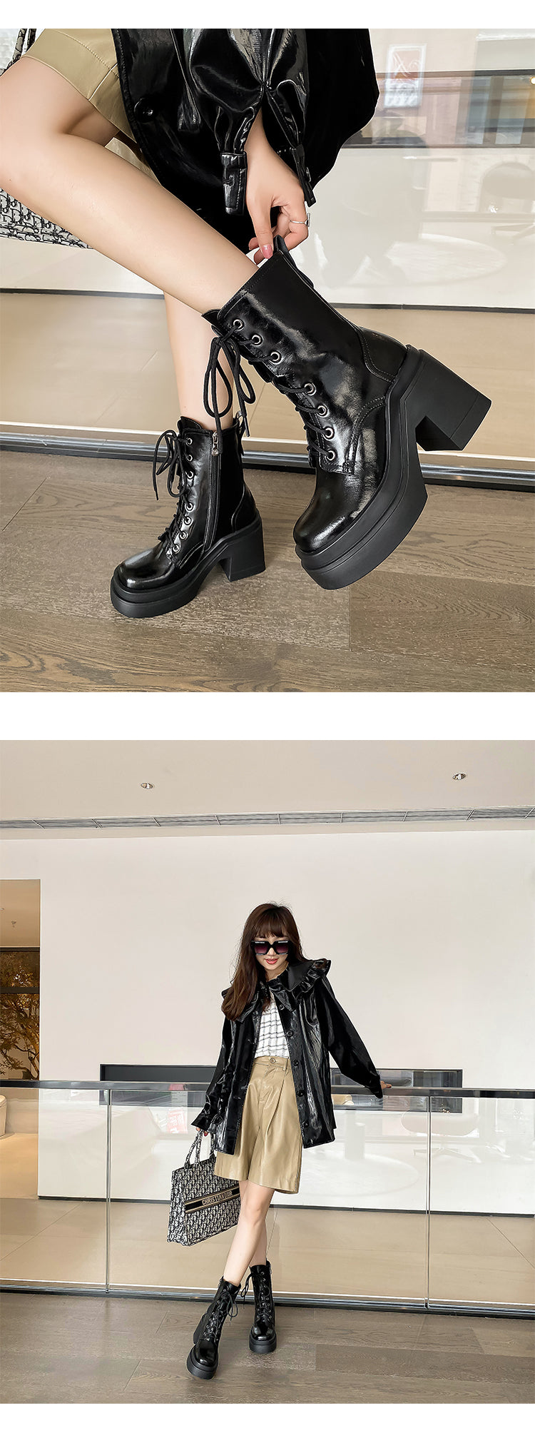Bottines plateforme talon épais cuir femme – photo 14 – Frippin'Dealz