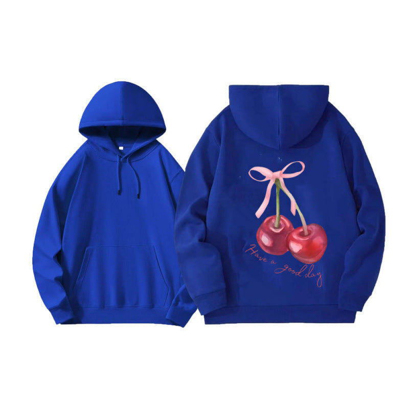 Sweat à capuche unisexe ample imprimé cerises 6