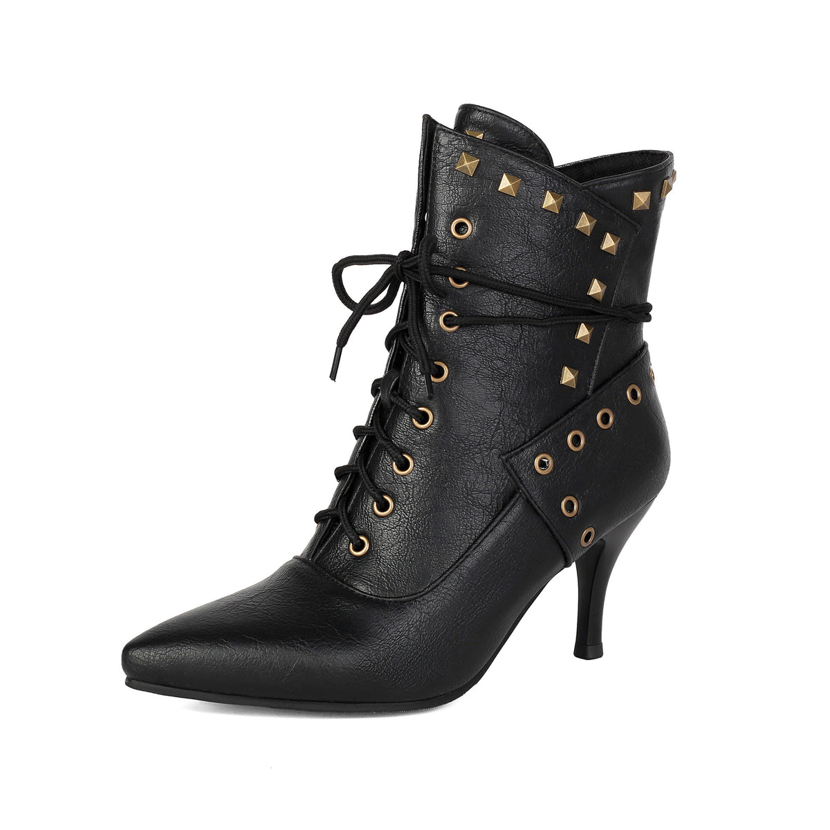 Bottines à lacets cloutées à bout pointu – photo 5 – Frippin'Dealz